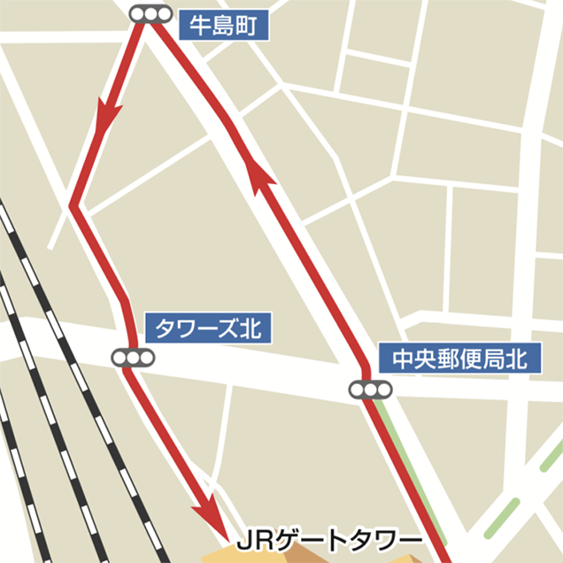 名古屋駅北口から駐車場へのアクセス