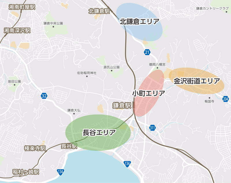 鎌倉全域の観光地マップ