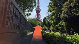 増上寺脇の小道の写真（東京タワー）