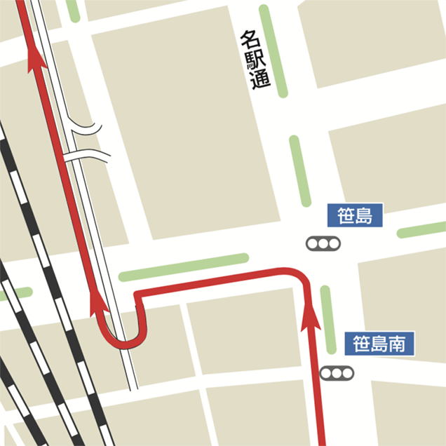 名古屋駅南口から駐車場へのアクセス