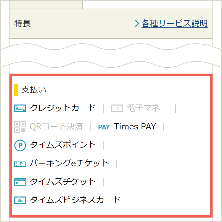 予約情報「支払い方法」欄