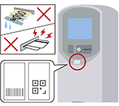 ・濡れたお札は入れないでください。・サービス券を複数使用される場合は一枚ずつゆっくり入れてください。・レシートまたはQRサービス券を使用される場合は精算機の読み取り部にかざしてください。