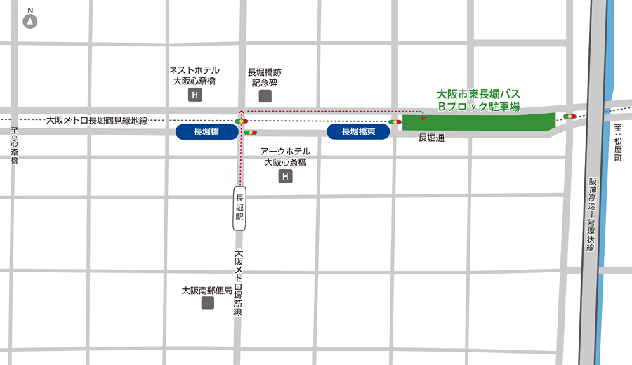大阪市東長堀バスＢブロックの地図（アクセスマップ）