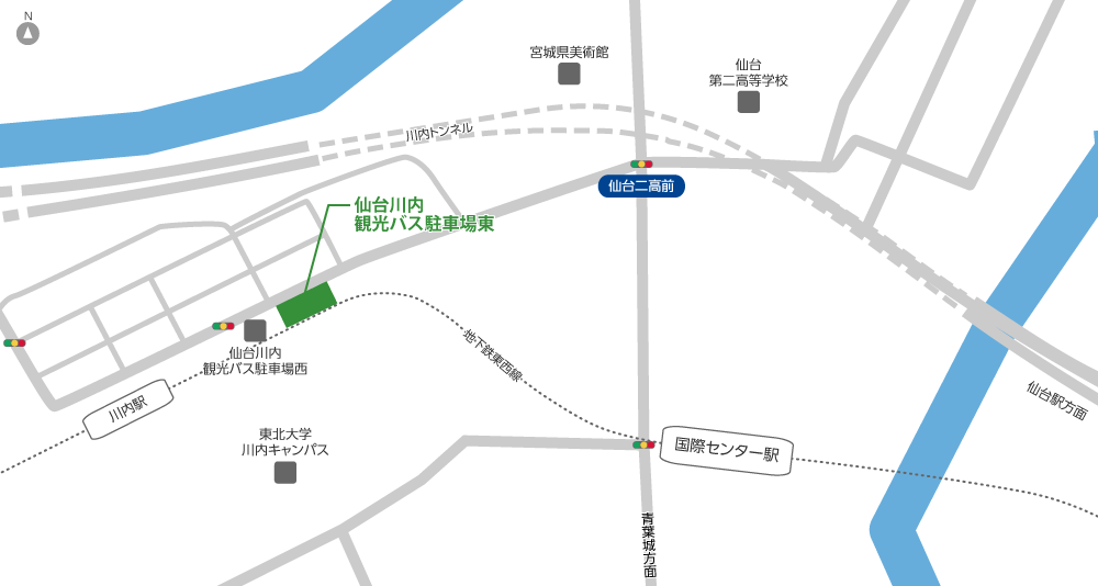 仙台川内観光バス駐車場東