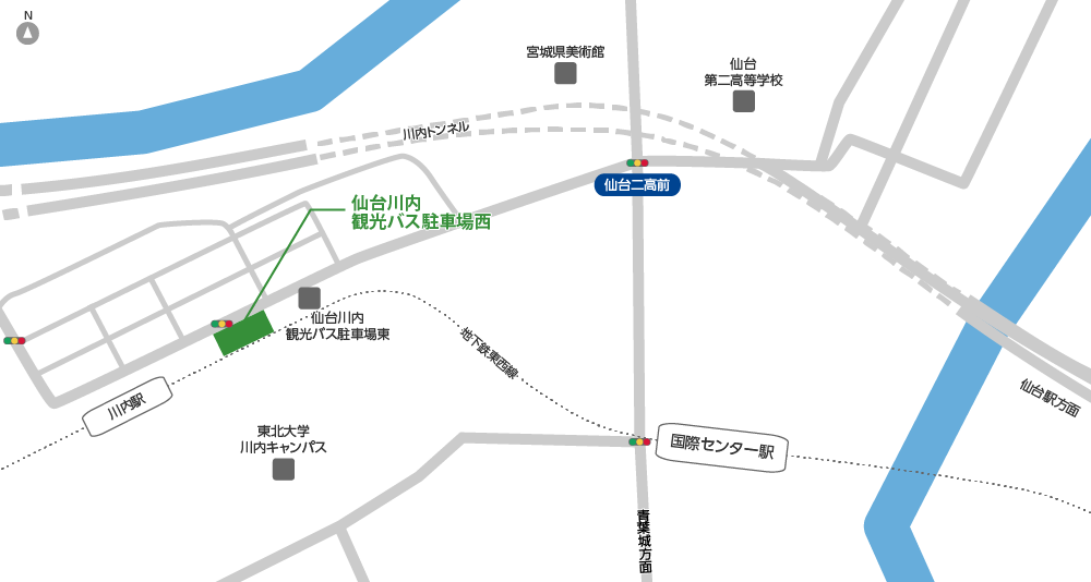 仙台川内観光バス駐車場西
